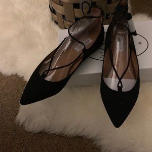 Black suede ballet shoes